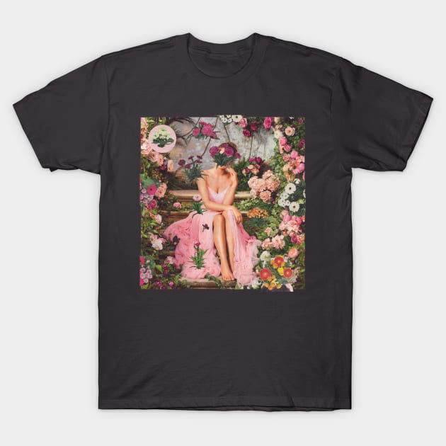 Romantic Floral Glitch T-Shirt by zeljkica